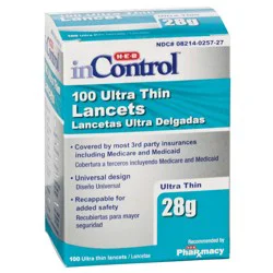 H-E-B InControl Ultra Thin Lancets - 28 Gauge