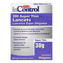 H-E-B InControl Super Thin Lancets - 30 Gauge