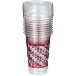 Destination Holiday Patriotic 16 oz Party Cups with Lids