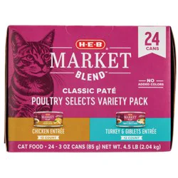 H-E-B Market Blend Classic Pate Wet Cat Food Value Pack - Poultry Selects