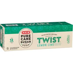 H-E-B Twist Lemon Lime Soda 12 pk Cans - Pure Cane Sugar