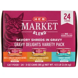 H-E-B Market Blend Savory Shreds Wet Cat Food Value Pack - Gravy Delights
