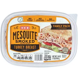 H-E-B Mesquite-Smoked Turkey Breast Lunch Meat - Family Pack