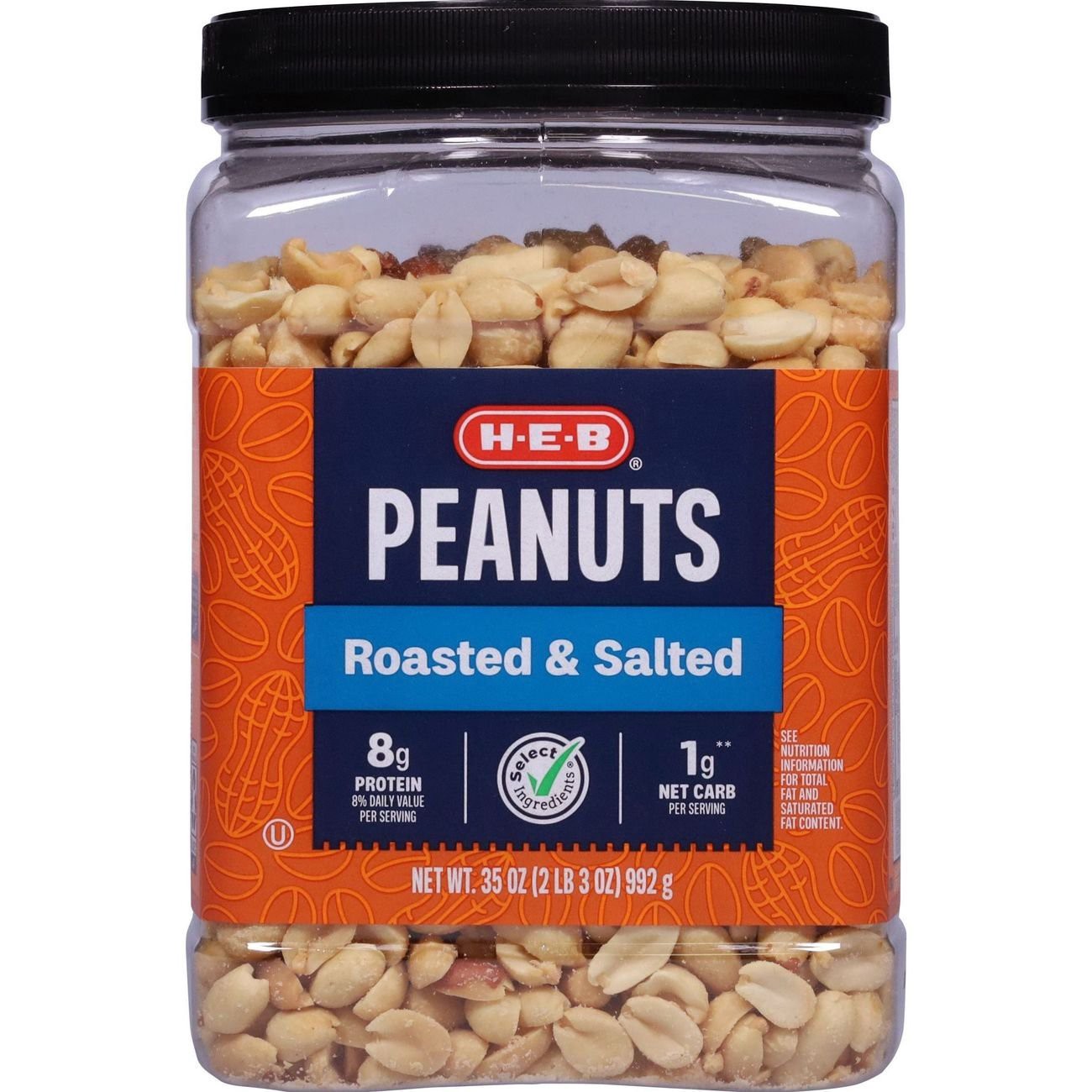 slide 1 of 1, H-E-B Salted Roasted Peanuts, 35 oz