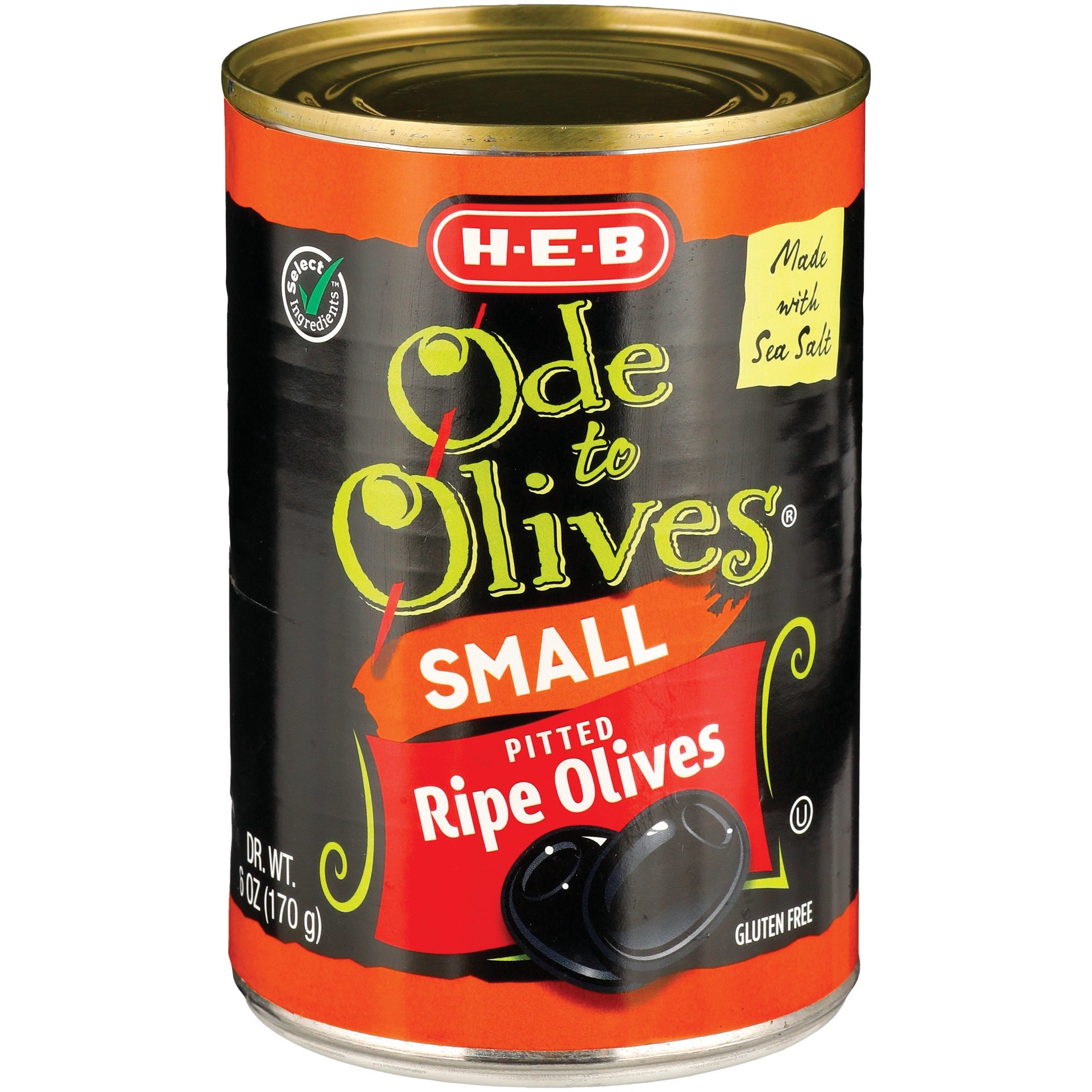 slide 1 of 1, H-E-B Ode to Olives Small Ripe Pitted Black Olives, 6 oz