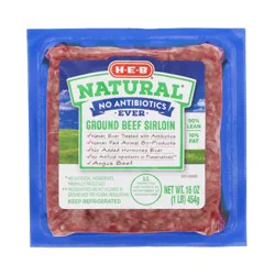 H-E-B Natural Angus Ground Beef Sirloin, 90% Lean