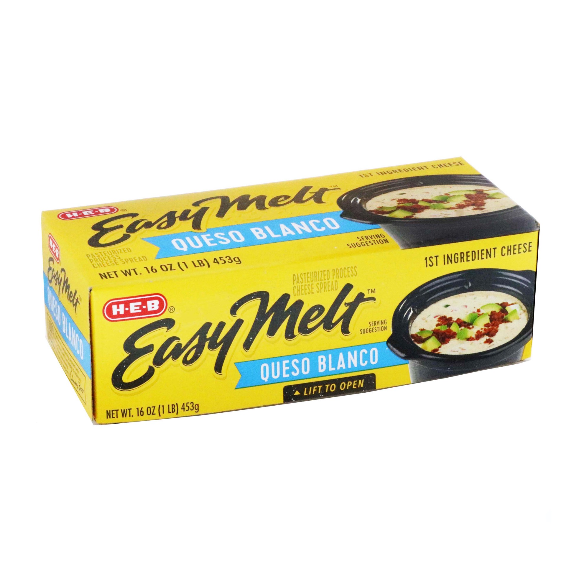 slide 1 of 1, H-E-B Easy Melt Queso Blanco Cheese Spread, 16 oz
