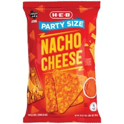 H-E-B Nacho Cheese Flavored Tortilla Chips - Party Size