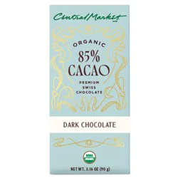 Central Market Organic 85% Cacao Dark Chocolate Bar