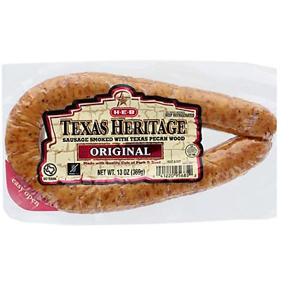 slide 1 of 1, H-E-B Texas Heritage Original Pecan Smoked Sausage, 13 oz