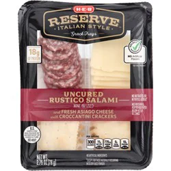 H-E-B Reserve Italian Style Snack Tray - Uncured Rustico Salami & Asiago Cheese