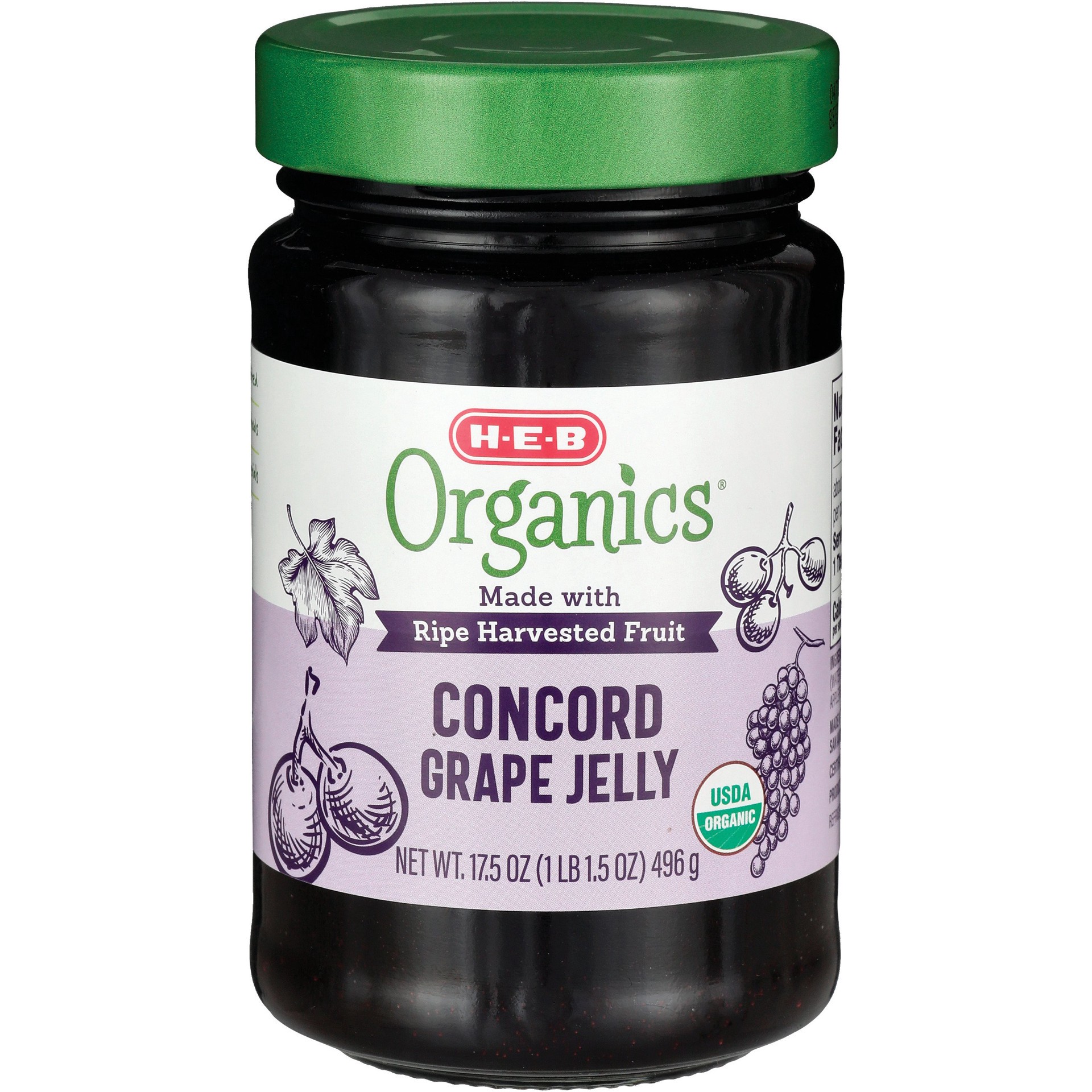 slide 1 of 1, H-E-B Organics Concord Grape Jelly, 17.5 oz