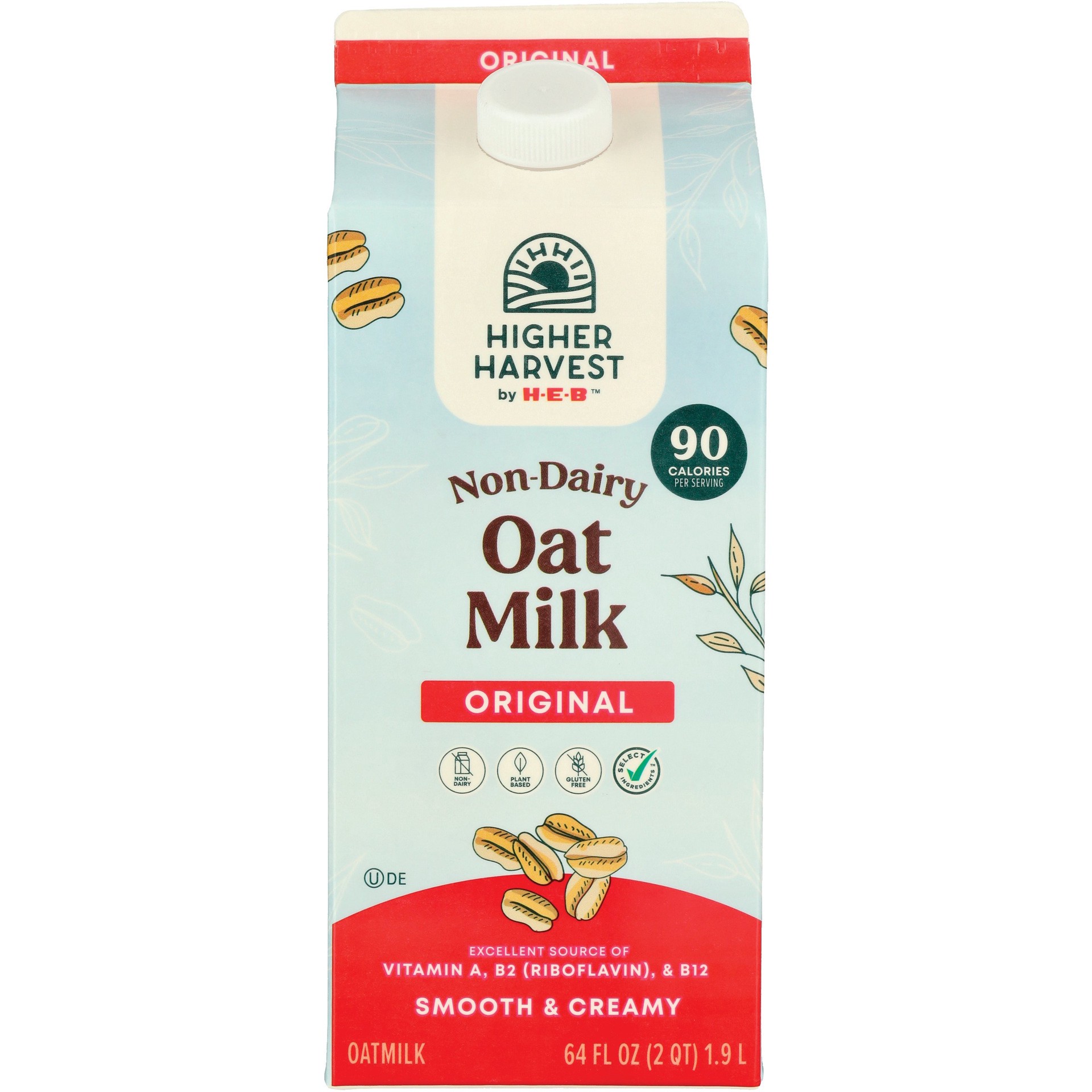 slide 1 of 1, Higher Harvest by H-E-B Non-Dairy Original Oat Milk, 1/2 gal
