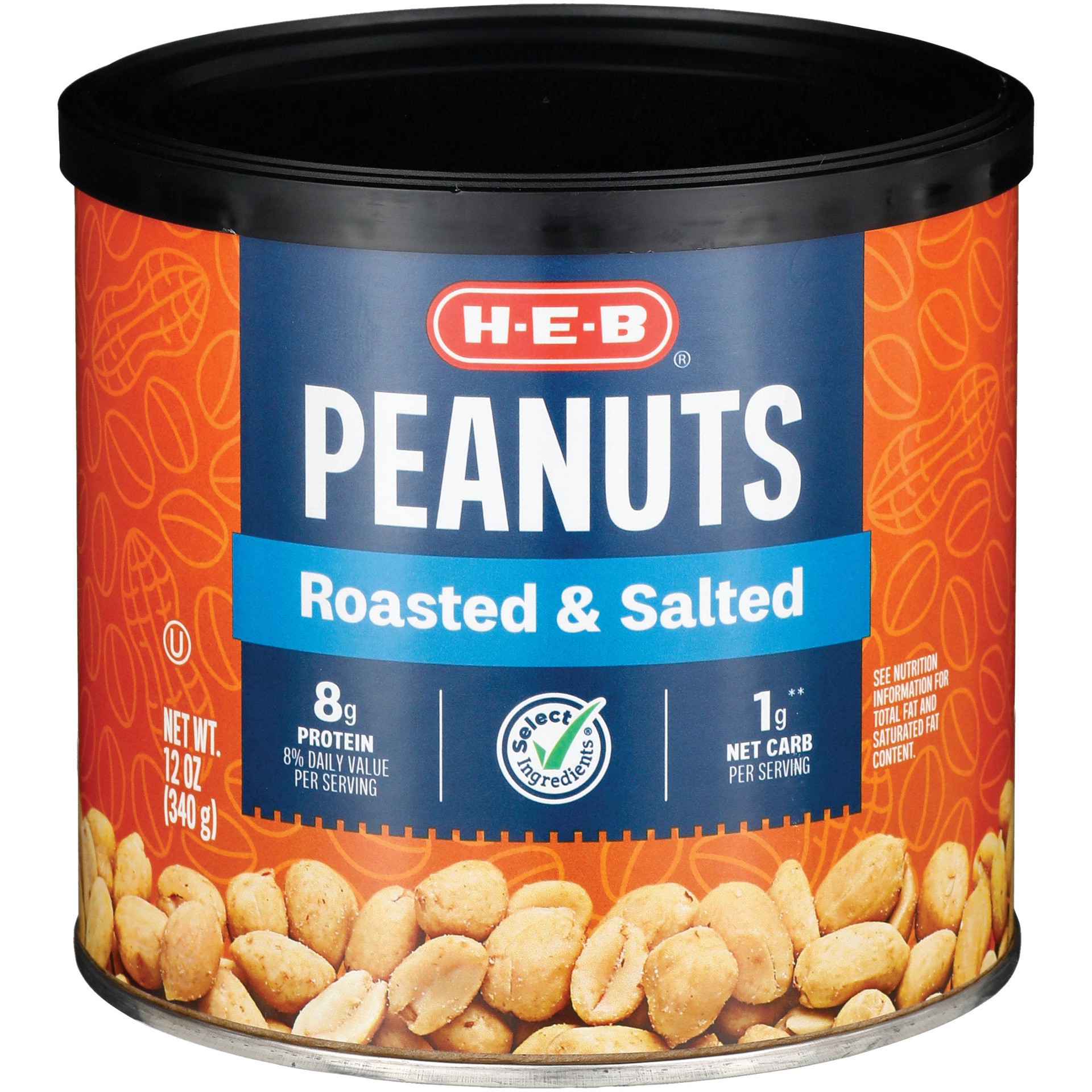 slide 1 of 1, H-E-B Salted Roasted Peanuts, 12 oz