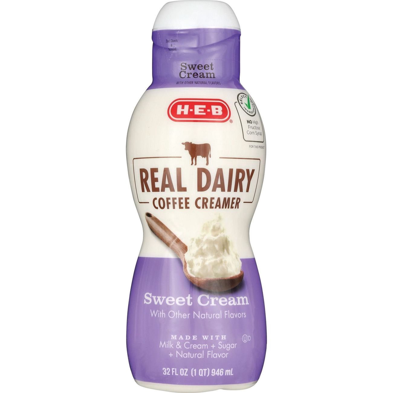 slide 1 of 1, H-E-B Real Dairy Liquid Coffee Creamer - Sweet Cream, 32 oz