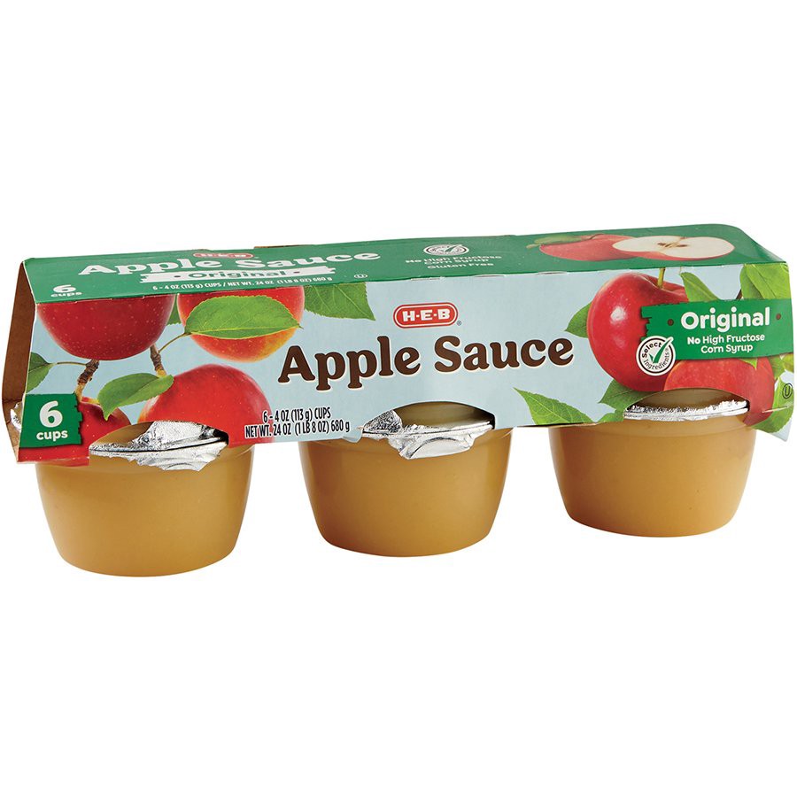 slide 1 of 1, H-E-B Original Applesauce Cups, 6 ct