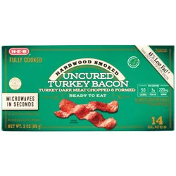 H-E-B Fully Cooked Hardwood Smoked Uncured Turkey Bacon Slices