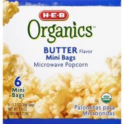 H-E-B Organics Butter Flavor Microwave Popcorn Mini Bags