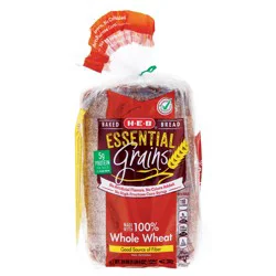 H-E-B Essential Grains 100% Whole Wheat Sliced Bread