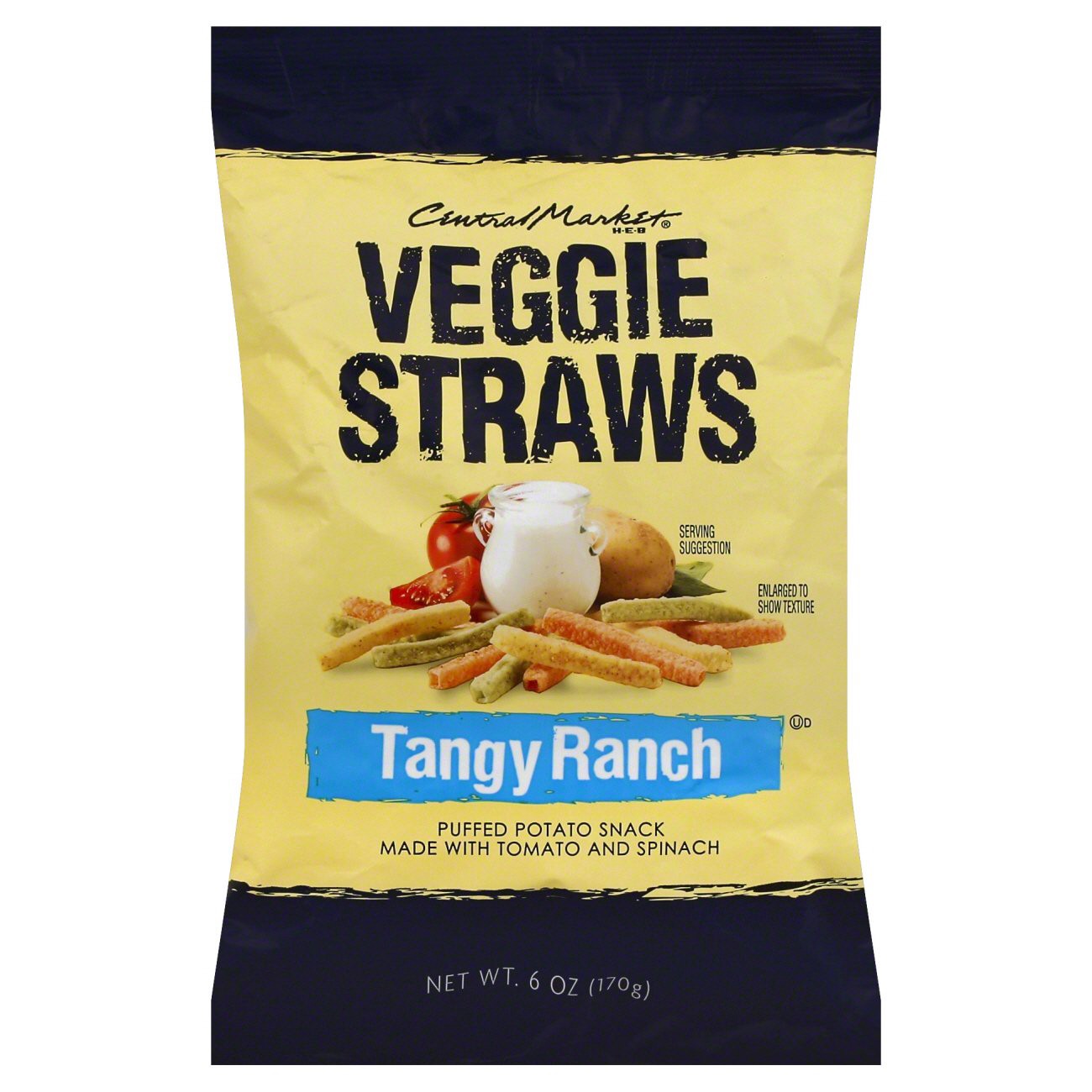 slide 1 of 1, Central Market Tangy Ranch Veggie Straws, 6 oz