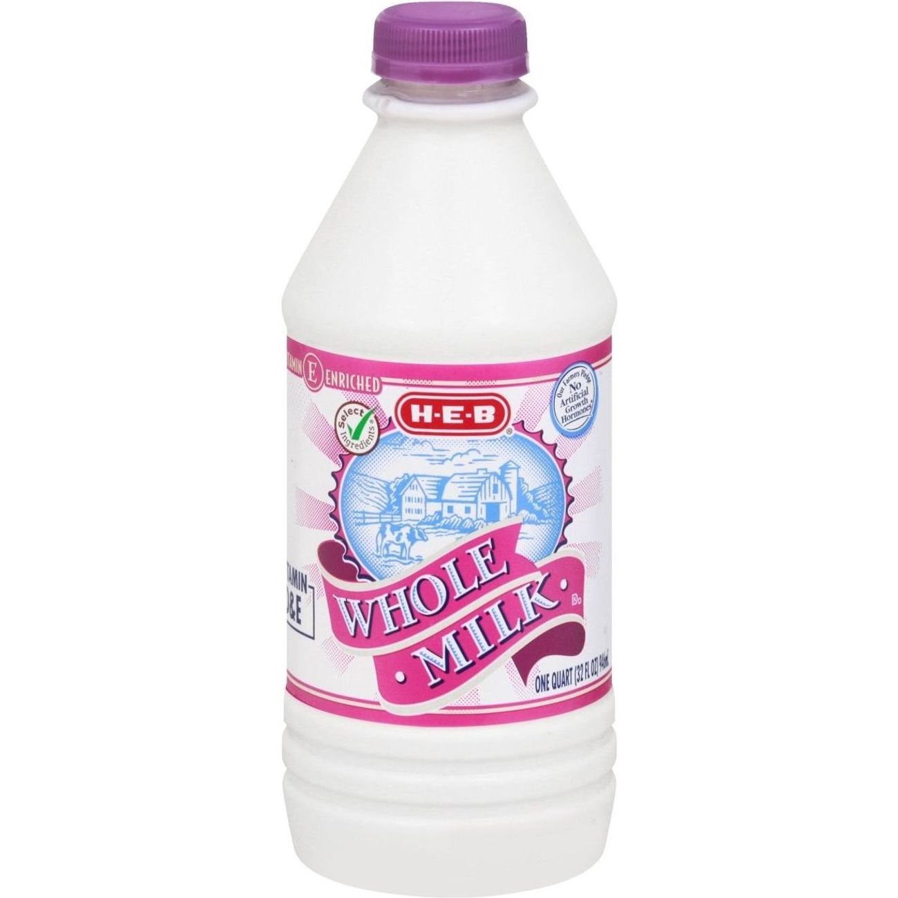 slide 1 of 1, H-E-B Whole Milk, 1 qt