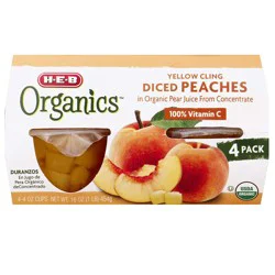 H-E-B Organics Diced Yellow Cling Peach Snack Bowls