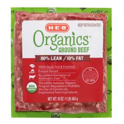 H-E-B Organics Ground Beef, 90% Lean