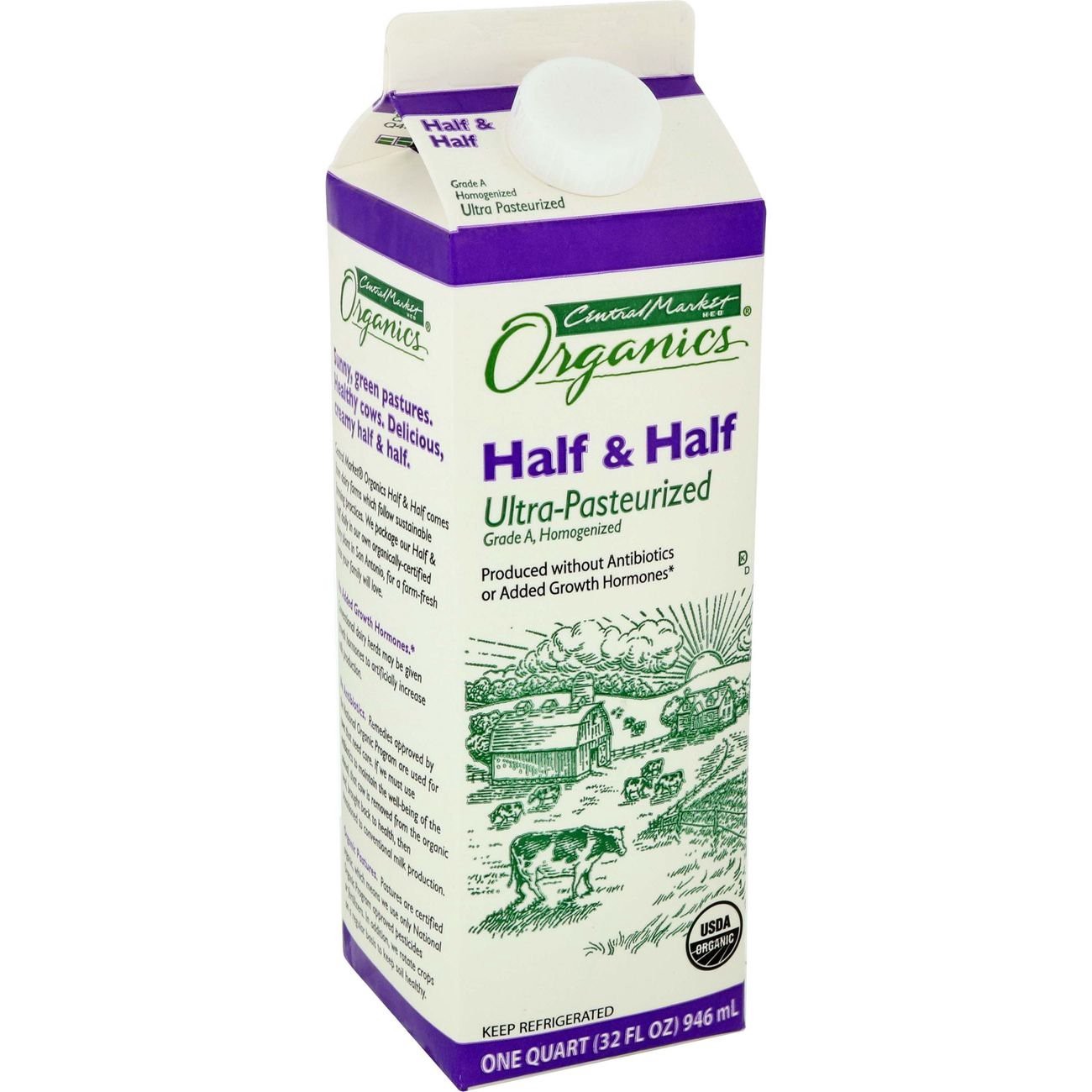 slide 1 of 1, Central Market Organics Half & Half, 32 oz