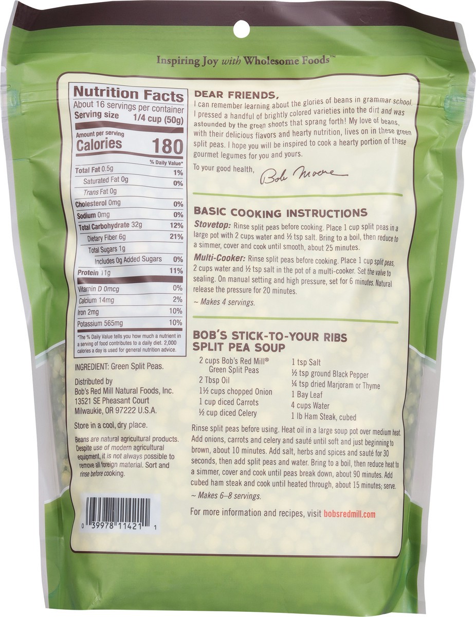 slide 11 of 13, Bob's Red Mill Green Split Peas 29 oz, 29 oz