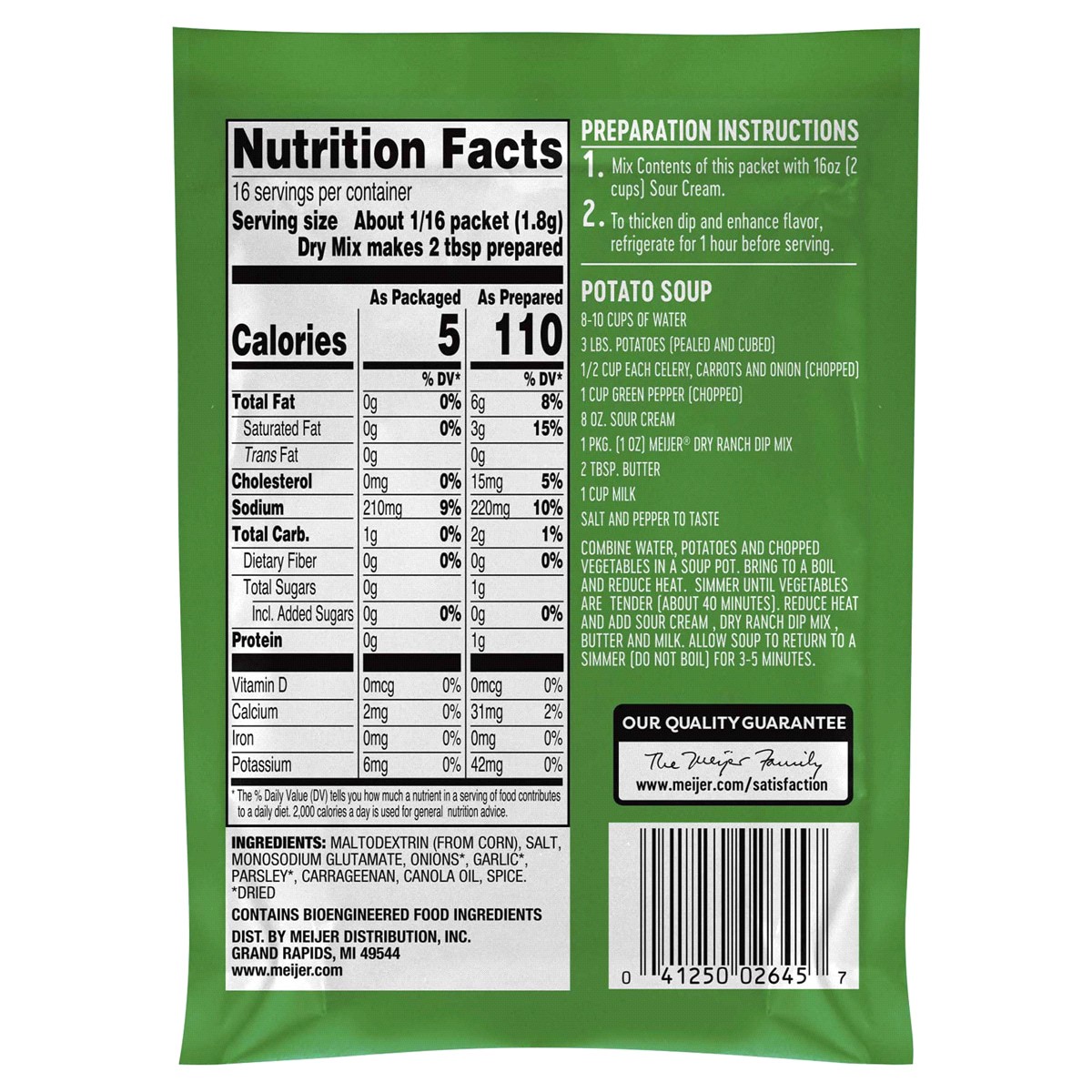 slide 2 of 2, Meijer Ranch Dip Mix, 1 oz
