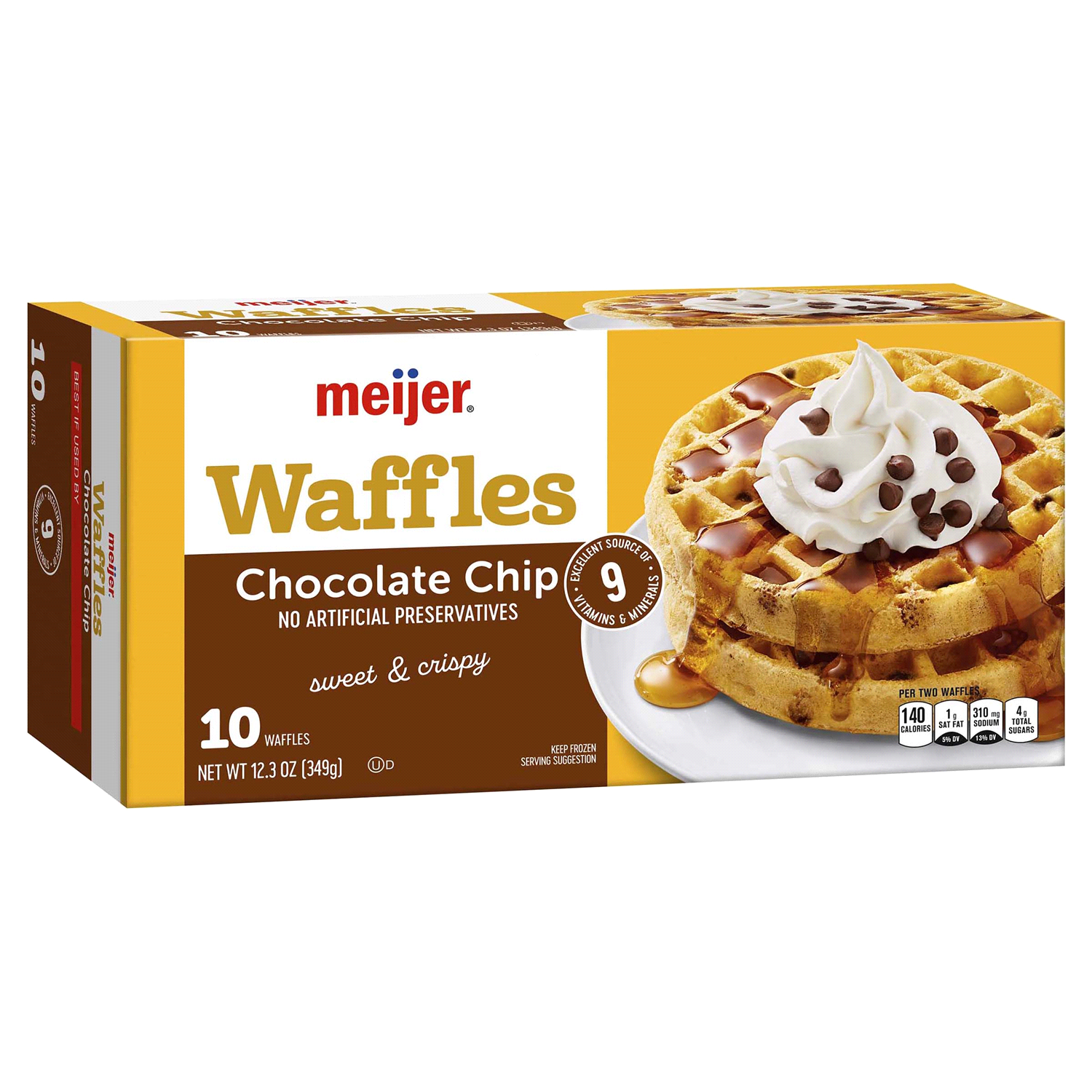 slide 4 of 5, Meijer Chocolate Chip Waffles, 10 ct; 12.3 oz