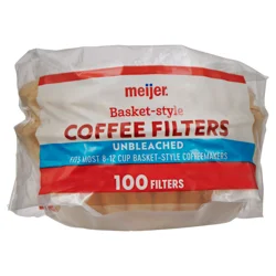 Meijer Basket-Style Unbleached Coffee Filters for 8-12 Cup Coffee Makers - 100 ct