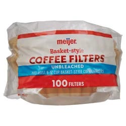 Meijer Basket-Style Unbleached Coffee Filters for 8-12 Cup Coffee Makers - 100 ct