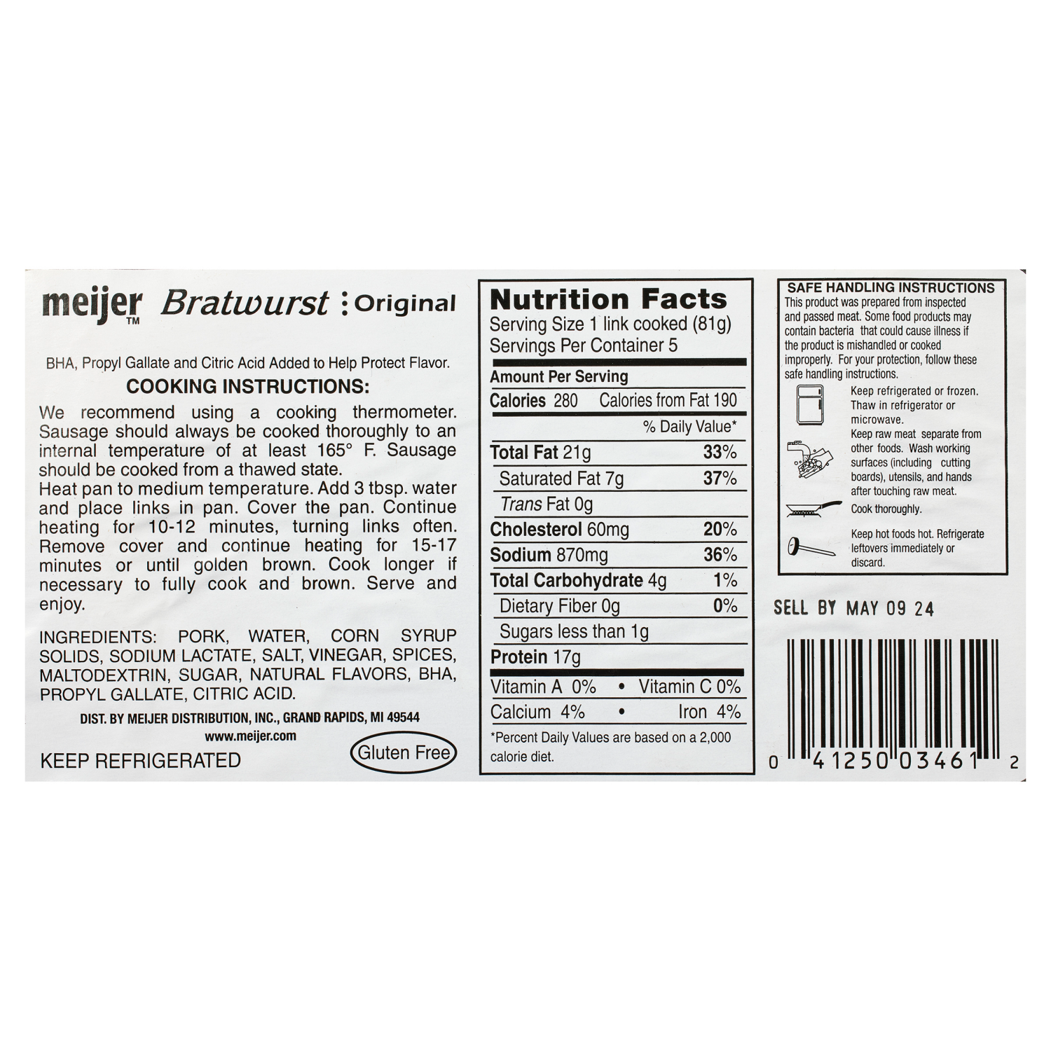 slide 2 of 2, Fresh from Meijer Original Bratwurst, 19 oz, 19 oz