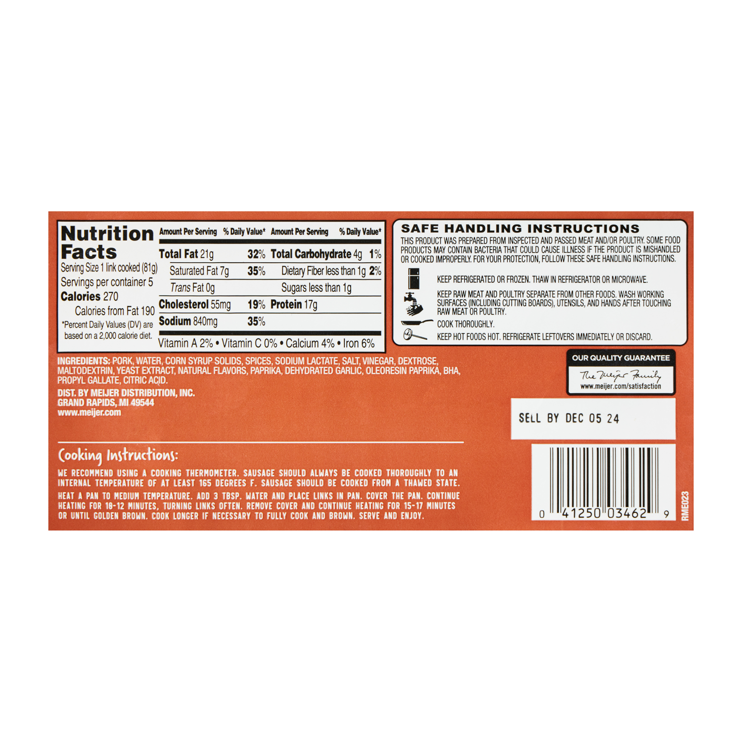 slide 2 of 2, Fresh from Meijer Hot Italian Sausage, 19 oz, 19 oz