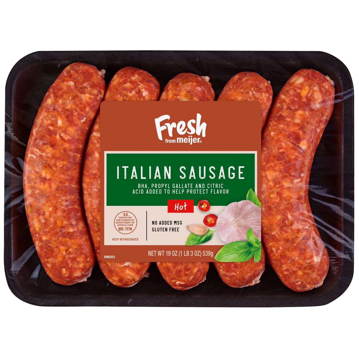 slide 1 of 5, Fresh from Meijer Hot Italian Sausage, 19 oz