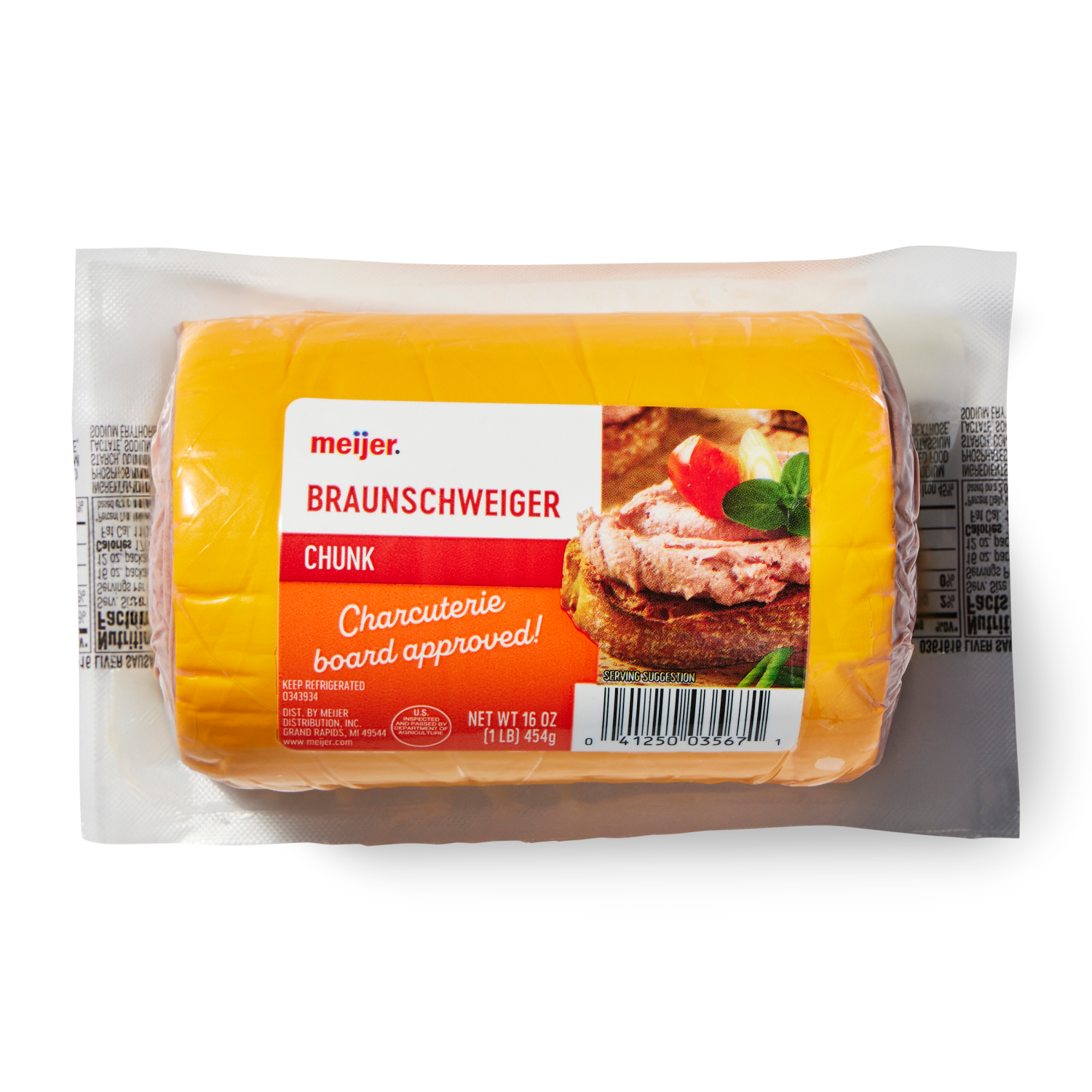slide 1 of 2, Meijer Chunk Braunschweiger, 16 oz