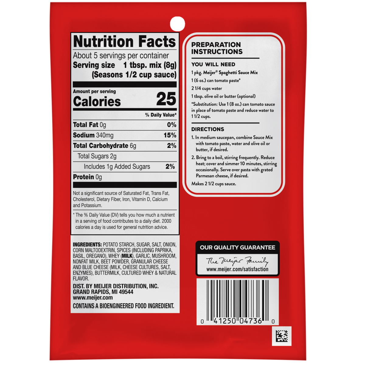 slide 2 of 2, Meijer Italian Spaghetti Sauce Mix, 1.5 oz