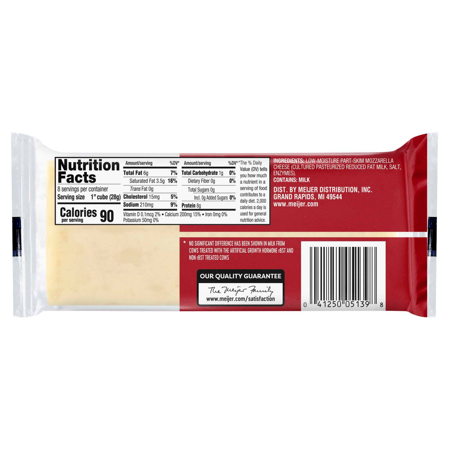 slide 2 of 2, Meijer Chunk Mozzarella Cheese, 8 oz