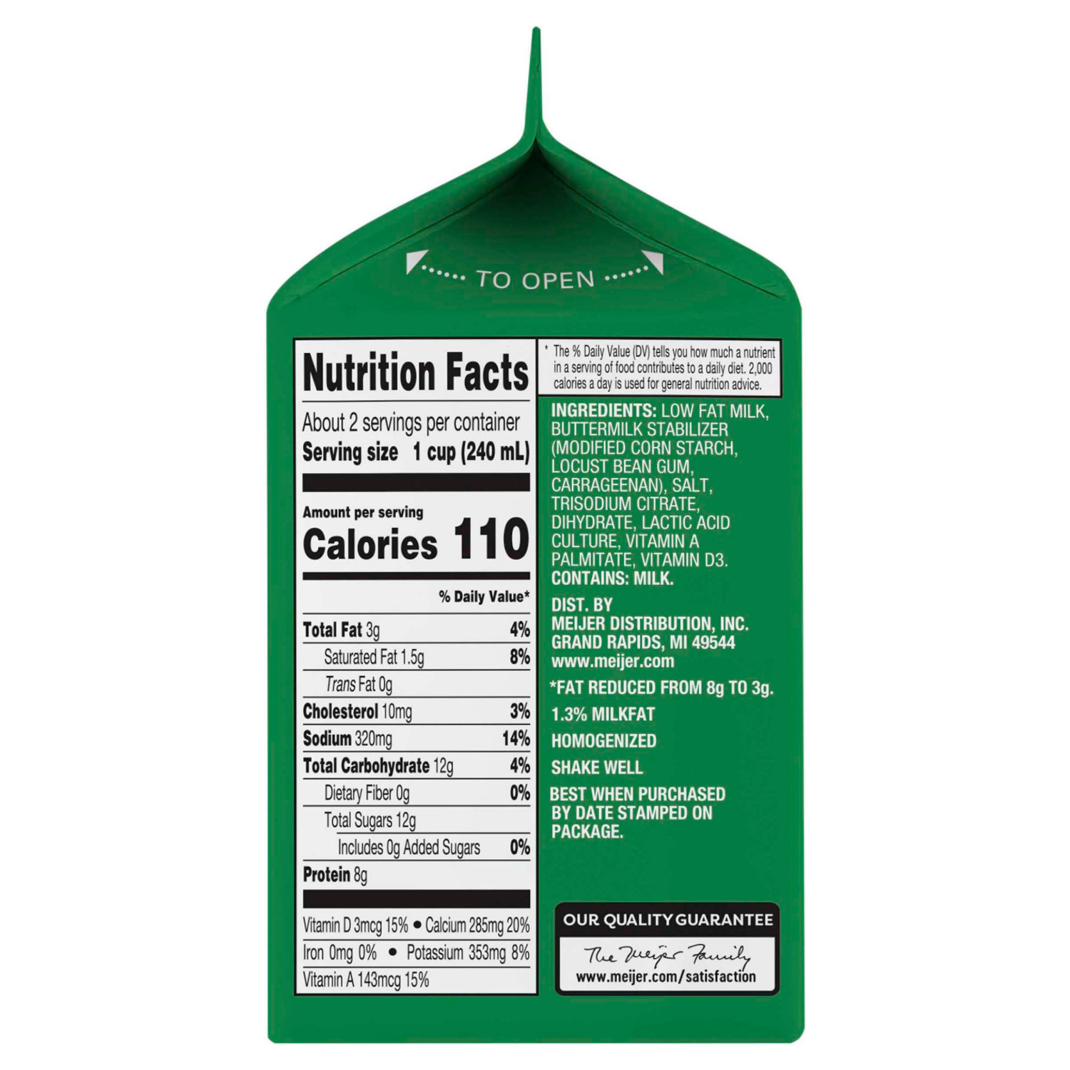 slide 3 of 3, Meijer Buttermilk, Pint, 1 pint