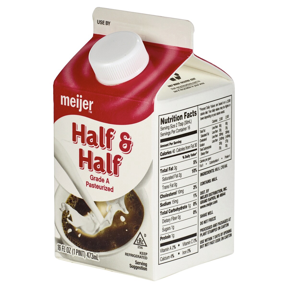 slide 4 of 6, Meijer Half & Half, 16 fl oz