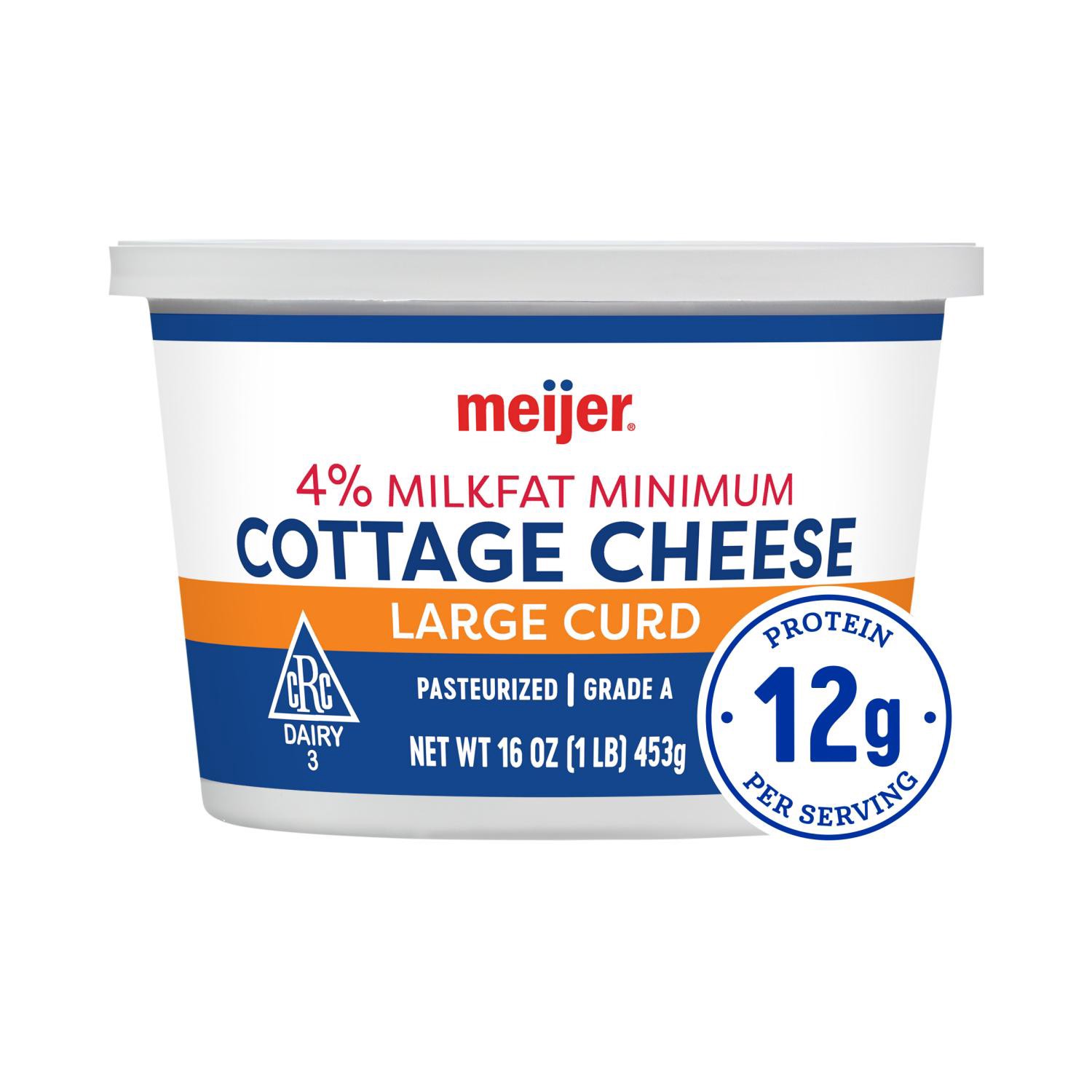 slide 1 of 5, Meijer Cottage Cheese Large Curd,16 Oz, 16 oz