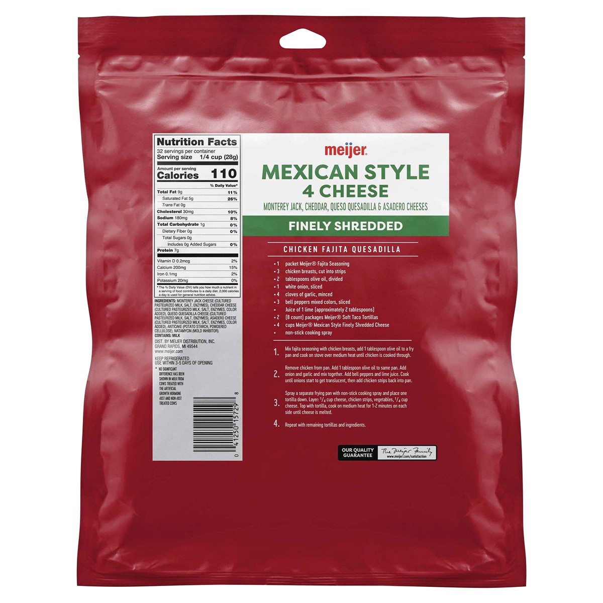 slide 2 of 2, Meijer Finely Shredded Mexican 4 Cheese - 32 oz, 32 oz