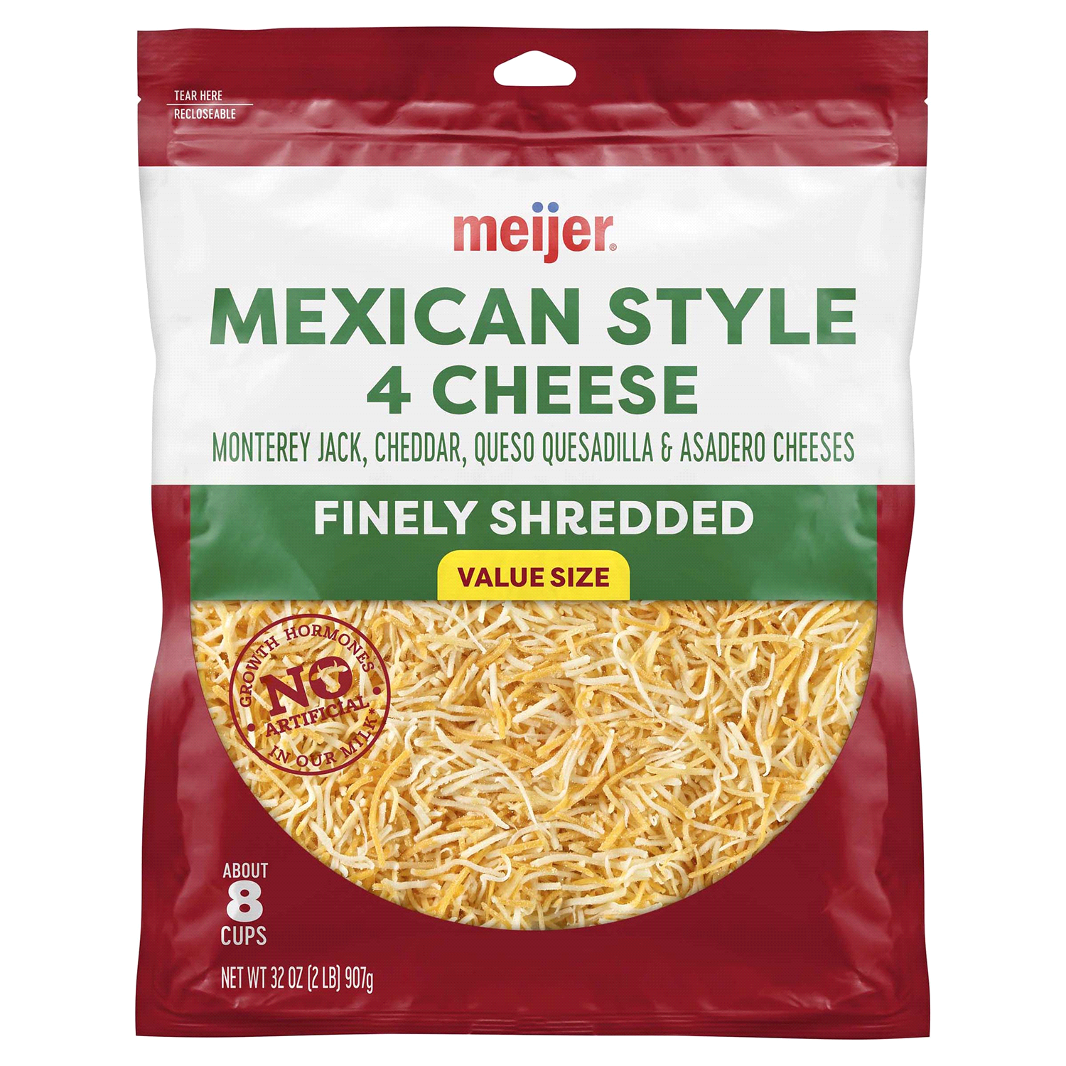 slide 1 of 2, Meijer Finely Shredded Mexican 4 Cheese - 32 oz, 32 oz