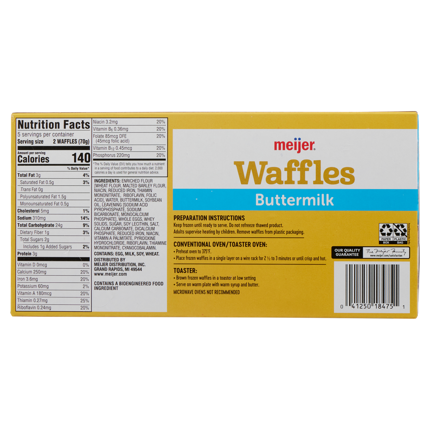 slide 2 of 6, Meijer Buttermilk Frozen Waffles, 10 ct; 12.3 oz