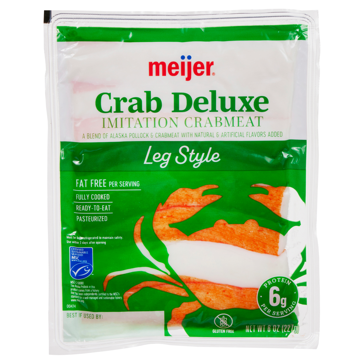 slide 1 of 9, Meijer Crab Deluxe Imitation Crabmeat Leg Style, 8 oz, 8 oz