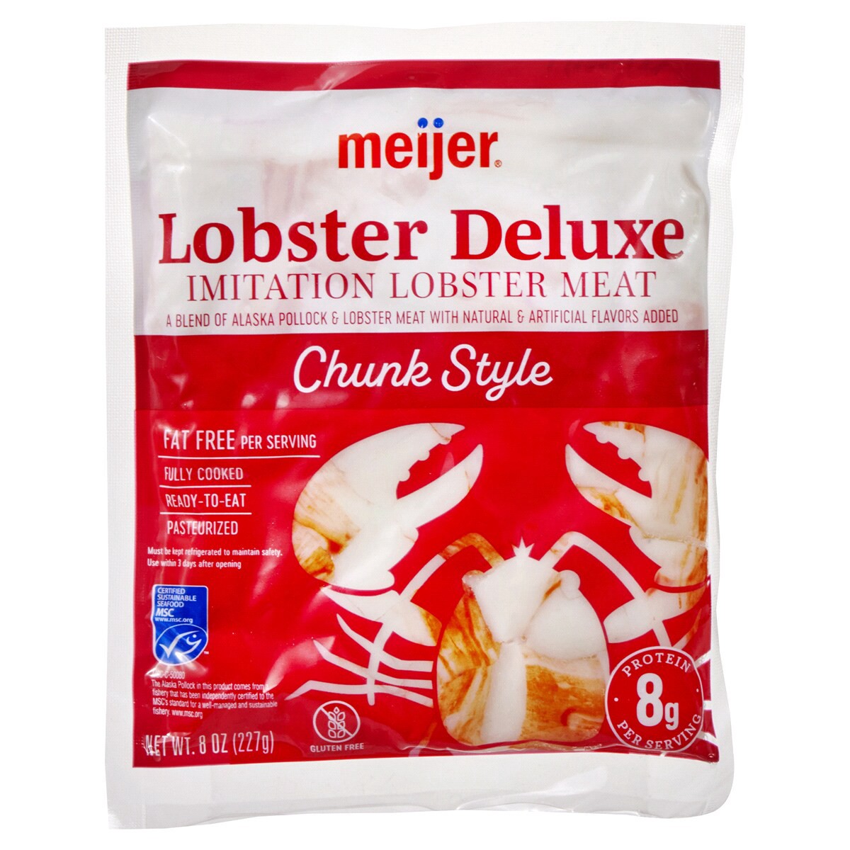 slide 1 of 9, Meijer Lobster Deluxe Imitation Lobster Meat Chunks, 8 oz, 8 oz