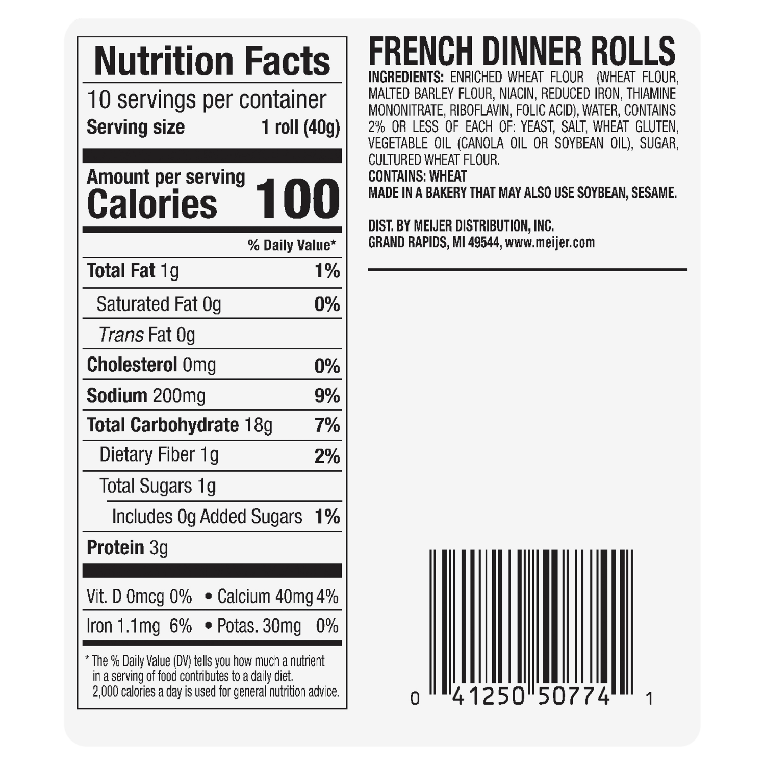 slide 3 of 3, Fresh from Meijer French Dinner Rolls, 10 ct / 14.1 oz, 14.1 oz