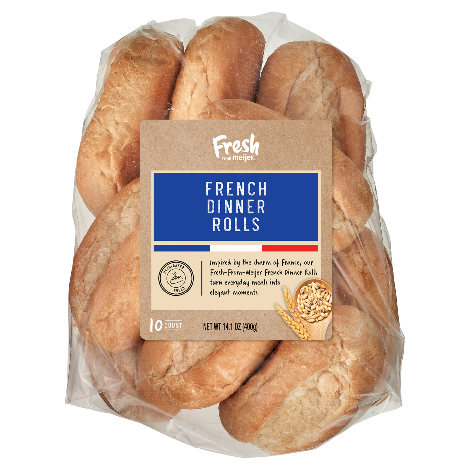 slide 1 of 3, Fresh from Meijer French Dinner Rolls, 10 ct / 14.1 oz, 14.1 oz