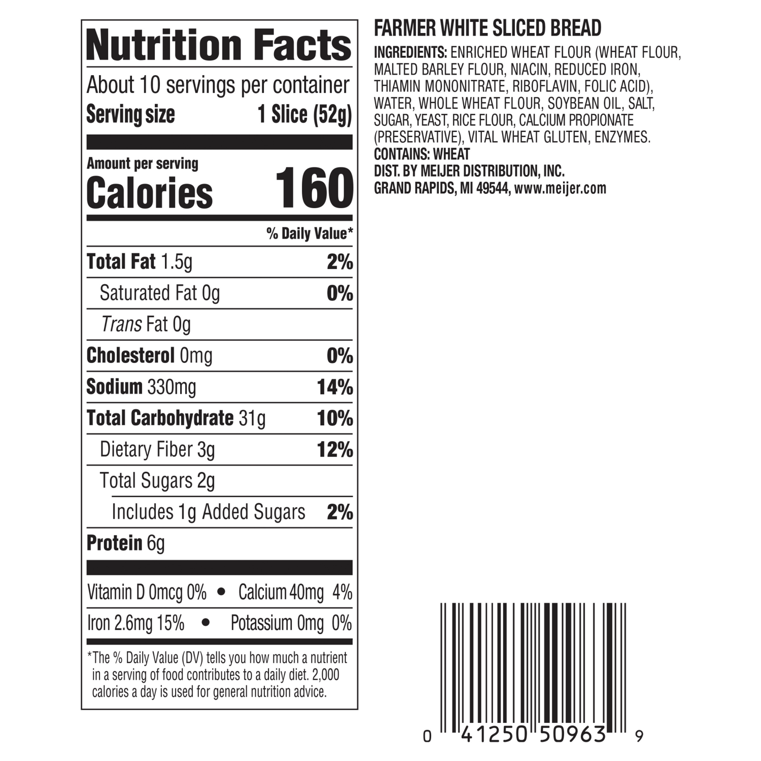 slide 3 of 5, Meijer Detroit Farmers White 5/8" Half Loaf, 21.1 oz